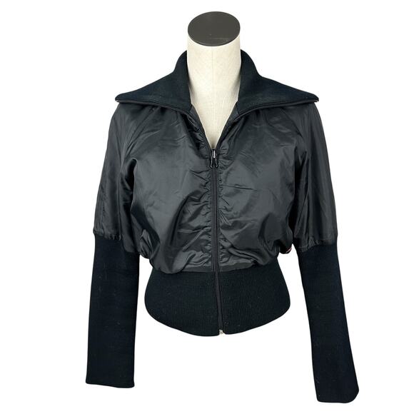 Killa by Miss Sixty Black Nylon 90s Cropped Collared Front Zip Jacket M - Picture 1 of 8